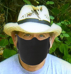 author with a coronavirus on mask